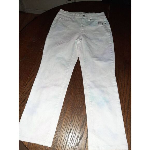 New Size 4 Time and Tru Off White Pastel High Rise Straight Leg Cropped Pant NWT - Picture 1 of 5
